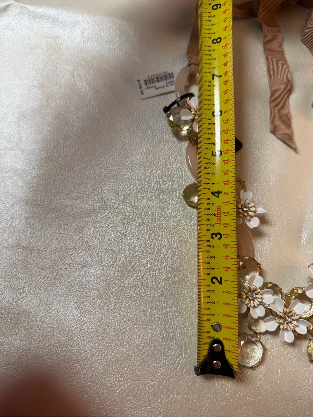 J. Crew White and Gold Floral Ribbon Necklace - Picture 6 of 7